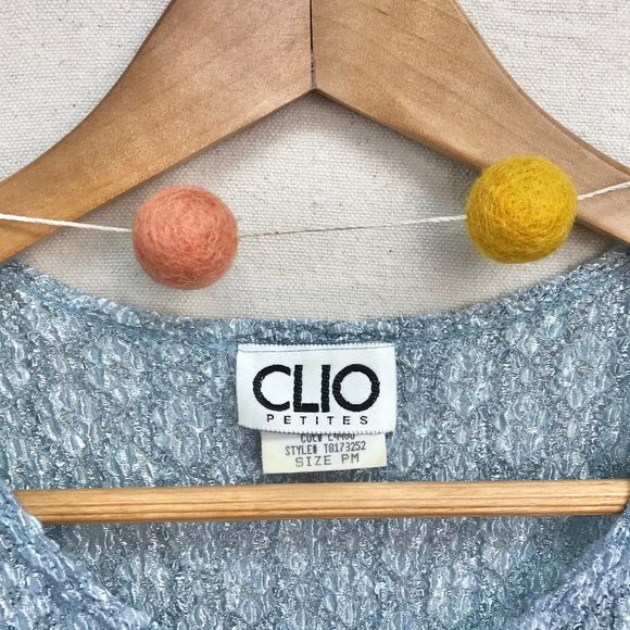 Clio Textured Career Top in Light Blue - Petite Medium - Picture 11 of 16